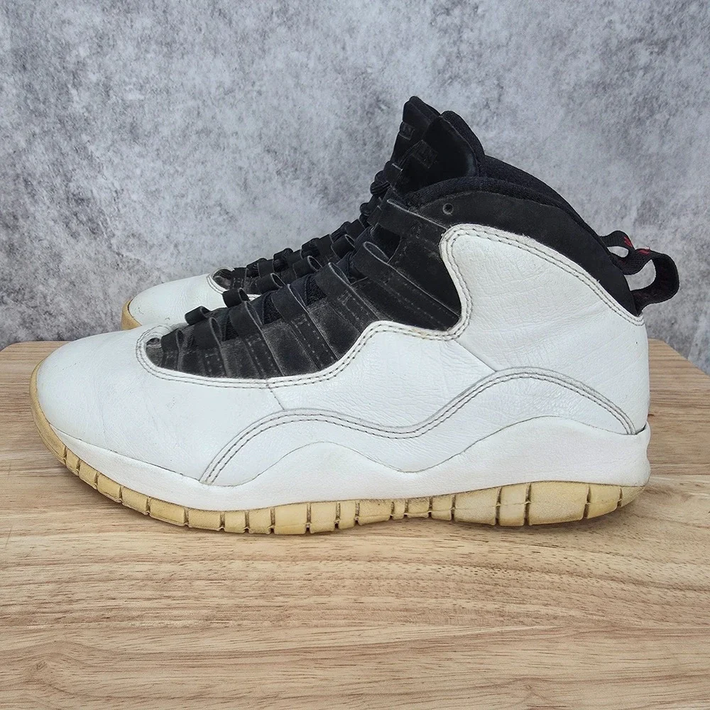 Air Jordan 10 Retro I'm Back Sneakers Mens 9 White Black Leather Basketball Shoe